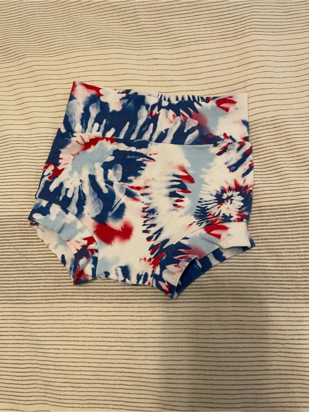 3-6 Month Baby Handmade Tie-Dye Diaper Cover - Red, Blue & White